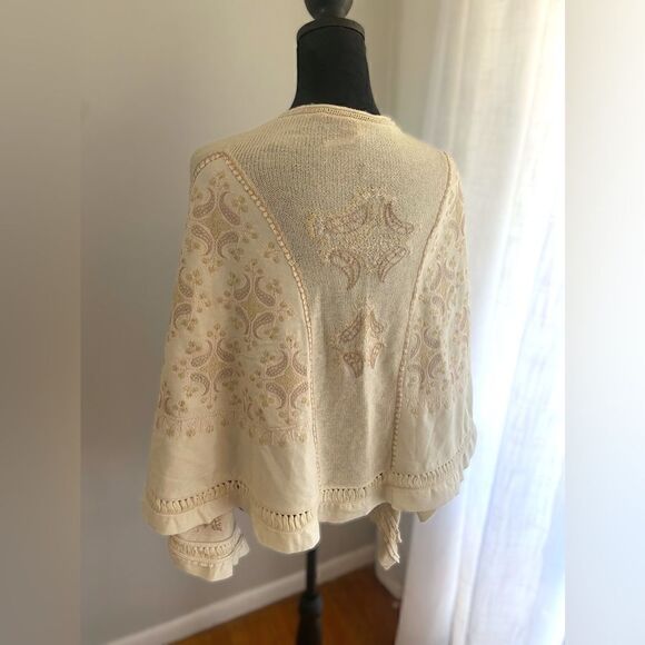 Free People Embroidered Beaded Wool Blend Cardigan Shawl Kimono Size XS - Picture 12 of 16